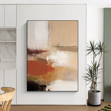 Load image into Gallery viewer, “Neutral Abstract Flow” - Beige, Brown, White, Red Abstract Art on Canvas DKH1245