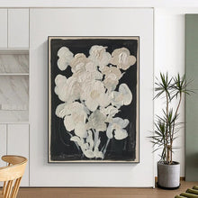 Load image into Gallery viewer, “White Flowers on Black Background” – Simple Abstract with Floral Motif DTP140