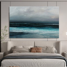 Load image into Gallery viewer, Moody Dark Sea and Sky Abstract acrylic painting DLZ035