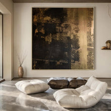 Load image into Gallery viewer, Dark Textured Abstract Canvas Painting, Perfect for Industrial - Chic Lounge & Dramatic Entryway LargeART1295