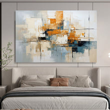 Load image into Gallery viewer, Modern Abstract Cityscape Grey, Orange & Layered Geometry on Canvas DLZ006