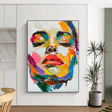 Load image into Gallery viewer, Expressionist Abstract Portrait, Bold Color - Block Painting for Eclectic Lounge & Artistic Bedroom LargeART2244