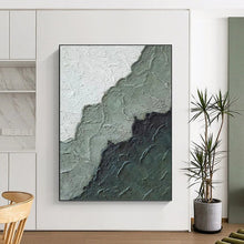 Load image into Gallery viewer, “Textured Mountain Layers” - Green, Grey, Black Abstract Art on Canvas DKH1212