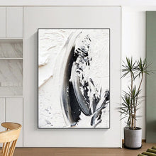 Load image into Gallery viewer, Oversized Hand - painted Monochrome Textured Strokes Acrylic Art for Industrial - Chic Hallways LargeART0242