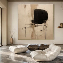 Load image into Gallery viewer, Minimalist Black and Beige Abstract Canvas Painting, Suited for Contemporary Studio & Monochrome Office LargeART1290