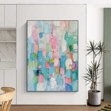 Load image into Gallery viewer, “Pastel Patchwork of Colors” Abstract Painting on Canvas, Whimsical Home Accent DKH997