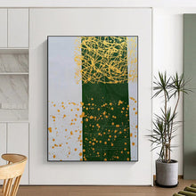 Load image into Gallery viewer, Large - Format Green & Gold Abstract Art for Boho - Chic Bedroom & Art Gallery Hallway LargeART0476