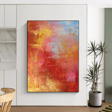 Load image into Gallery viewer, Hand - painted Oversized Warm Red and Orange Abstract Acrylic Art for Energetic Studios LargeART0022