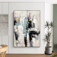 Load image into Gallery viewer, Oversized Pastel Abstract Cityscape Acrylic for Soft - Toned Living Room & Dreamy Bedroom LargeART0319