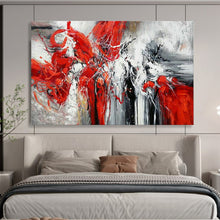 Load image into Gallery viewer, Bold Red & Black Abstract - Dramatic Living Room Art LargeART1485