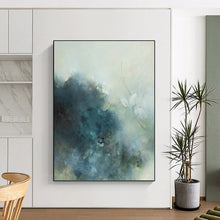 Load image into Gallery viewer, “Misty Blue Whispers” Abstract Watercolor - Style Painting on Canvas, Ethereal Art DKH948