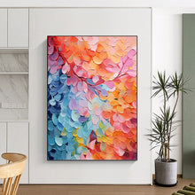 Load image into Gallery viewer, “Colorful Palette Knife Leaves” - Impressionistic Floral Art on Canvas DKH1655