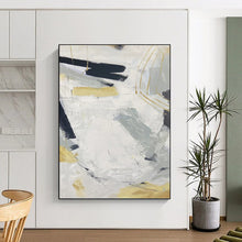 Load image into Gallery viewer, “White, Grey and Gold Abstract” - Luxe Minimalist Art on Canvas DKH1587
