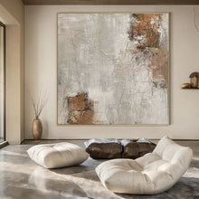 Load image into Gallery viewer, Hand - painted Oversized Gray - Brown Textured Abstract Acrylic Art for Rustic Living Rooms LargeART0105