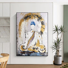 Load image into Gallery viewer, Gold & White Spiritual Abstract Art, Perfect for Zen Living Room & Meditation Space LargeART2098