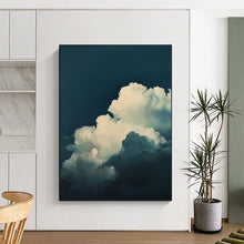 Load image into Gallery viewer, “Soft Clouds on Deep Blue” - Impressionistic Abstract Acrylic, Ideal for Relaxing Lounge and Home Office DTP015