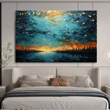 Load image into Gallery viewer, Starry Night Lake Abstract Painting on Canvas - “Celestial Reflection” DKH706