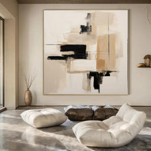 Load image into Gallery viewer, Neutral Geometric Abstract Canvas Painting, Suited for Minimalist Living Room & Contemporary Office LargeART1296