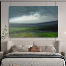 Load image into Gallery viewer, Stormy Sky Over Green Fields Abstract acrylic painting DLZ029