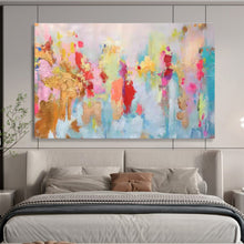 Load image into Gallery viewer, Pastel - Hued Abstract Splash Painting on Canvas - “Dreamy Bursts” DKH643