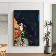 Load image into Gallery viewer, “Midnight Collage” - Dark background with vibrant, layered paint and shapes DTP170