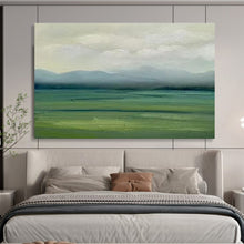 Load image into Gallery viewer, Misty Green Field & Mountain Abstract Painting for Nature - Inspired Living Room & Tranquil Office DKH101