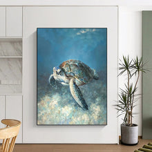 Load image into Gallery viewer, “Realistic Sea Turtle” - Detailed Marine Art on Canvas DKH1443