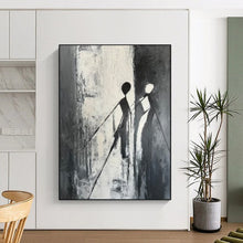 Load image into Gallery viewer, Minimalist Black - White Abstract Figures Art, Ideal for Contemporary Office & Monochrome Living Room LargeART1996