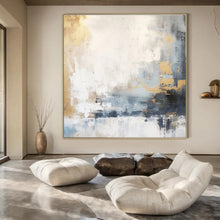 Load image into Gallery viewer, Gray, Gold & Blue Abstract, Perfect for Chic Home Office & Elegant Dining Room LargeART1339