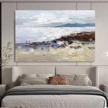 Load image into Gallery viewer, Textured Coastal Scene Abstract Painting on Canvas - “Beach Explorers” DKH634