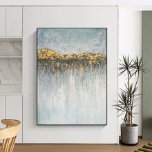 Load image into Gallery viewer, Gold & Blue Textured Mountain Drip Abstract Art, Ideal for Luxe Bedroom & Inspirational Office LargeART2077