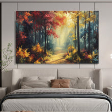 Load image into Gallery viewer, Autumn Forest “Sunlit Trail” Painting on Canvas, Nature - Themed Wall Decor DKH821