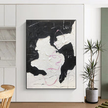 Load image into Gallery viewer, Custom Large Black, White, and Pink Textured Art - Great for Edgy Bedroom & Avant - Garde Café LargeART0773