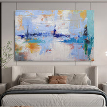 Load image into Gallery viewer, Hand - painted Large - Scale Abstract Coastal Cityscape Acrylic Art for Modern Home Offices LargeART1746