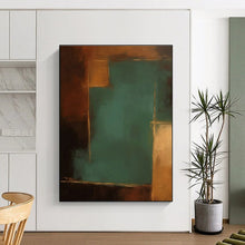 Load image into Gallery viewer, Teal and Brown Abstract Contrast Acrylic Art - Perfect for Modernist Home Office & Eclectic Living Room LargeART0601