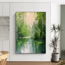 Load image into Gallery viewer, “Green Forest Reflection” - Impressionistic Abstract Acrylic, Great for Nature - Themed Living Room and Conservatory DTP002