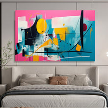 Load image into Gallery viewer, Hand - painted Pink Background Abstract Shapes Acrylic Art for Vibrant Café Interiors LargeART1718