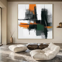 Load image into Gallery viewer, Orange, Gray & Green Urban Abstract Canvas Painting, Ideal for Modern Office & Industrial - Chic Loft LargeART1244