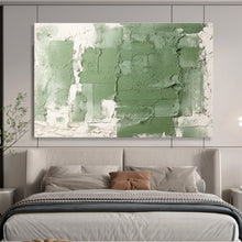 Load image into Gallery viewer, Textured Green and White Abstract Painting for Minimalist Study & Nature - Inspired Yoga Studio DKH274