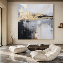 Load image into Gallery viewer, Gray - Gold Drip Abstract Painting, Ideal for Industrial - Chic Loft & Modern Art Studio LargeART1399