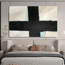 Load image into Gallery viewer, Bold Black - and - White Abstract Cross Art for Modern Church & Minimalist Study DKH180