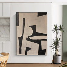Load image into Gallery viewer, Hand - painted Extensive Black - White Geometric Abstract Acrylic Art for Modern Offices LargeART0098