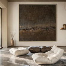 Load image into Gallery viewer, Dark Brown Cracked Abstract Art for Industrial - chic Loft & Art Gallery Café LargeART0946