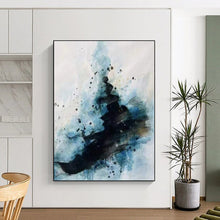 Load image into Gallery viewer, Delicate Black & Blue Abstract Art, Fit for Minimalist Bedroom & Artistic Study LargeART2306