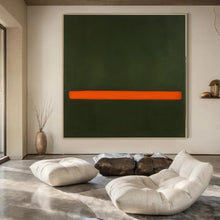 Load image into Gallery viewer, Green - Orange Line Abstract Canvas Painting, Ideal for Minimalist Bedroom & Contemporary Gallery LargeART1191