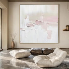 Load image into Gallery viewer, Soft Pink & White Textured Abstract Painting, Perfect for Feminine Nursery & Romantic Dressing Room LargeART1345