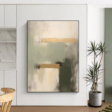 Load image into Gallery viewer, Large - Scale Green - Gold - Gray Tonal Abstract Art for Elegant Office & Chic Living Room LargeART0532