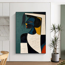 Load image into Gallery viewer, “Cubist Woman with Textured Background” - Abstract Figurative Art on Canvas DKH1467