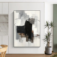 Load image into Gallery viewer, “Abstract Black and White Expressions” - Black, White, Grey Abstract Art on Canvas DKH1275