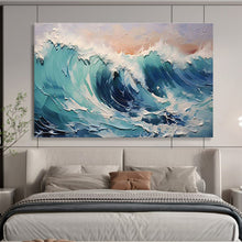 Load image into Gallery viewer, Turquoise Wave Textured Abstract Painting on Canvas - “Coastal Rhythm” DKH679